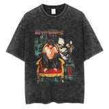 Washed retro men's short-sleeved t-shirt summer, printed t-shirt