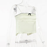 Women Tops Spring and Summer Sexy Vest Lace Bow Satin Small Sling