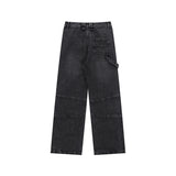 Men Jeans Washed Casual Pants Men's and Women's Straight Wide Leg Jeans Trousers