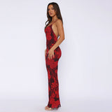 Women Dresses Spring Slim-Fitting Dress Vintage Printed Suspender Skirt (Csm202403)