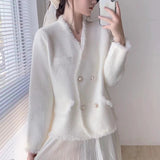Women Knitwear Autumn and Winter V-neck Tassel Loose Knitted Cardigan