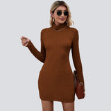 Women Dress Knitted Turtleneck Backless Sexy Dress