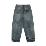 Men Jeans Vintage Amekaji Pleated Washed Jeans
