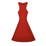 Women Dresses Summer round Neck Sleeveless Cold-Shoulder Sexy Skirt (Xds0414)