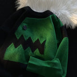 Women Knitwear Autumn Winter Retro round Neck Sweater Loose Sweater