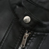 Red Leather Jacket Rivet Leather Clothing with Stand Collar
