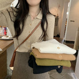 Women Knitted Cardigan Spring and Autumn Polo Collar Sweaters Cardigan
