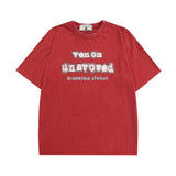Men T Shirt Letter Print Distressed Short Sleeve T-shirt for Men and Women