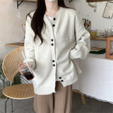 Women Knitwear Autumn and Winter round Neck Sweater Coat Female Loose Knitted Cardigan