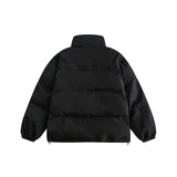 Unisex Winter Cotton Coat Waffle Stand-up Collar Cotton-Padded Clothes Retro Warm Labeling Decorative Cotton Coat