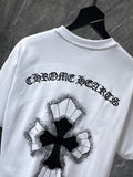 Chh Chrome Hearts T Shirts Embroidered Sanskrit Alphabet Cross Sports Loose Short Sleeve T-Shirt