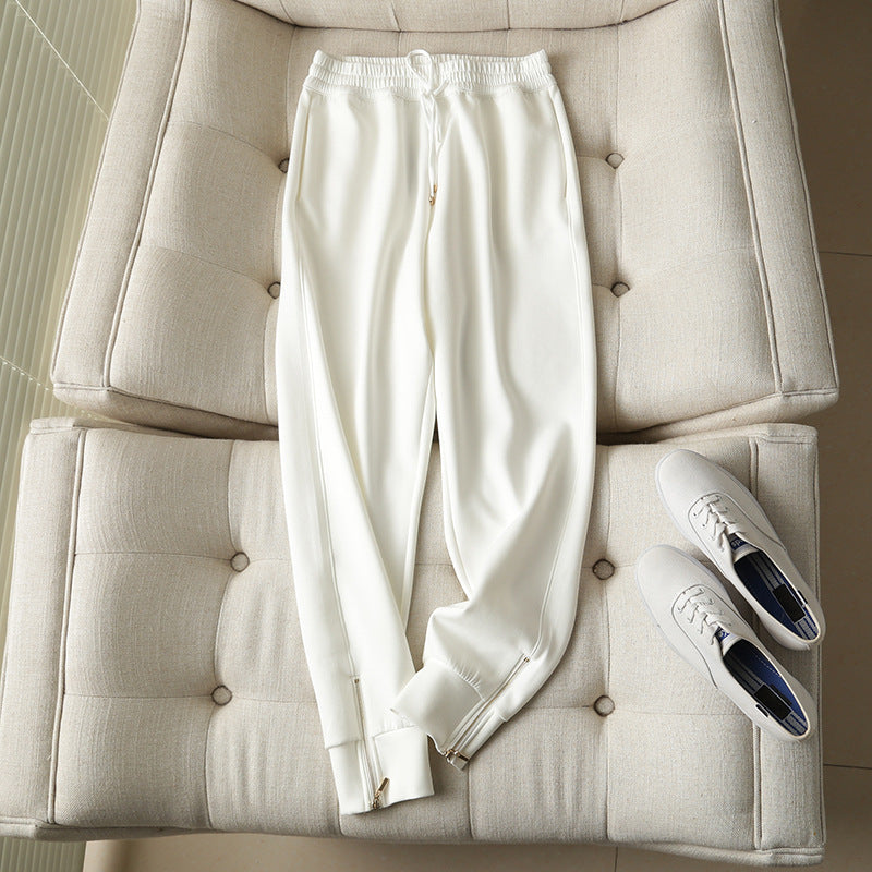 Women Sweatpants Spring and Autumn Zipper Casual Sweatpants