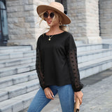 Women Knitted Sweater for Autumn and Winter Black Lace Stitching