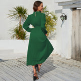 Women Date Dress Ol Slim Fit Long Dress Autumn and Winter Stand Collar Dress