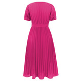Women Date Dress Summer Puff Sleeve Dress V-neck Dress