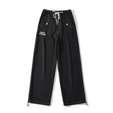 Women Sweatpants Straight-Leg Pants Multi-Pocket Lace-up Casual Pants