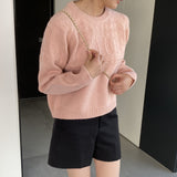 Women Winter Knitted Sweater Crew Neck Thick Sweater Autumn and Winter Leisure Loose-Fitting Long Sleeve Sweater X3058
