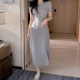 Women Dresses Short Sleeve round Neck Dress Long Dress