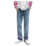 Men Jeans Straight-Leg Pants Loose Casual Spring and Autumn Denim Trousers Hip Hop