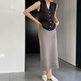 Women Knitted Skirt Autumn and Winter Knitting Straight Skirt Sheath Skirt
