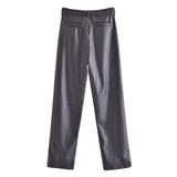 Women Sweatpants Faux Leather PU Casual Trousers