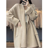 Women Knitted Cardigan V-neck Sweater Autumn and Winter Loose Cardigan Sweater Coat