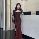 Women Dresses Mesh Long Sleeve Dress