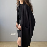Women Cardigan Sweater Baggy Coat Lapel Cardigan Coat Mid-Length Sweater 8t7237