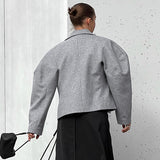Women Trench Coat Puff Sleeve Short Woolen Blazer 2 Autumn and Winter