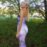 Women Dresses Summer Printing Slim Fit Backless Dress