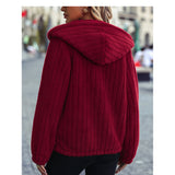 Women Trench Coat Fall Winter Hooded Long Sleeve Loose Zip Double-Sided Velvet Casual Jacket