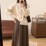 Women Knitwear Spring and Autumn round Neck Sweater Loose Knitted Cardigan