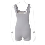 Women Jumpsuit Summer Slim U-Neck Shoulder Strap Jumpsuit