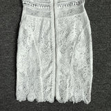 Women's Evening Dress round Neck Hollow Lace Slim-Fit Sheath Dress