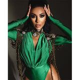 Women Jumpsuit Spring Sexy V-neck Slim-Fit Long Sleeve Jumpsuit