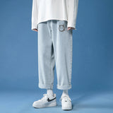 Men Jeans Summer Baggy Straight Trousers Retro Pants