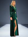 Women Dresses Autumn Sexy V-neck Velvet Dress Dress (Zns0409)