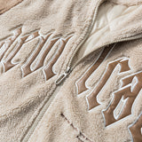 Unisex Winter Cotton Coat Letter Embroidered Hooded Cotton Coat Vintage Loose Cotton Coat