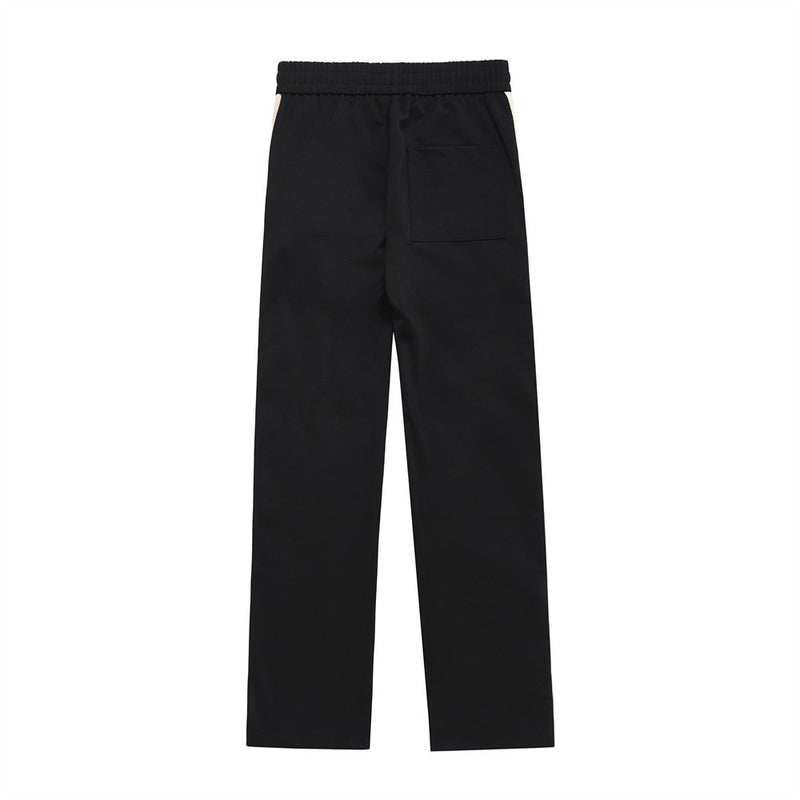 Men Sweatpants Side Striped Casual Trousers Boys Loose Casual Elastic Waist Stitching Straight Wide Leg Pants