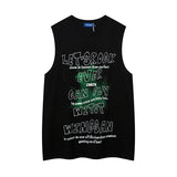 Men Vest Summer Letter Graffiti Vest Loose Sleeveless T-shirt