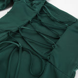 Women Dress Autumn and Winter Elegant Square Collar Puff Sleeve Dress