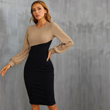 Women Dress Spring/Summer Puff Sleeve Hollow Sheath Mid-Length Dress