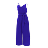 Women Date Dress Summer Sexy Slim-Fit Suspender Wide-Leg Jumpsuit Trousers