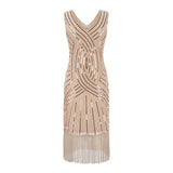 Flappers 1920S Dress Vintage Sequins Dress Deep V-neck Tassel Wedding Dress