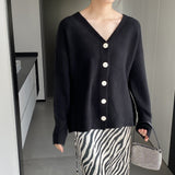 Women Cardigan Sweater V-neck Long Sleeve Cardigan 8t3122