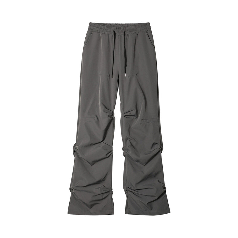 Men Sweatpants Pleated Wide-Leg Pants Men's Elastic Waist Thin Loose Micro-Flared Trousers