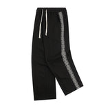 Women Sweatpants Vintage Side Seam Embroidery Straight-Leg Trousers Sports Wide Legs Casual Sweatpants