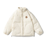 Unisex Winter Cotton Coat Pocket Decoration Stand-up Collar down Jacket Retro Loose and Warm down Jacket