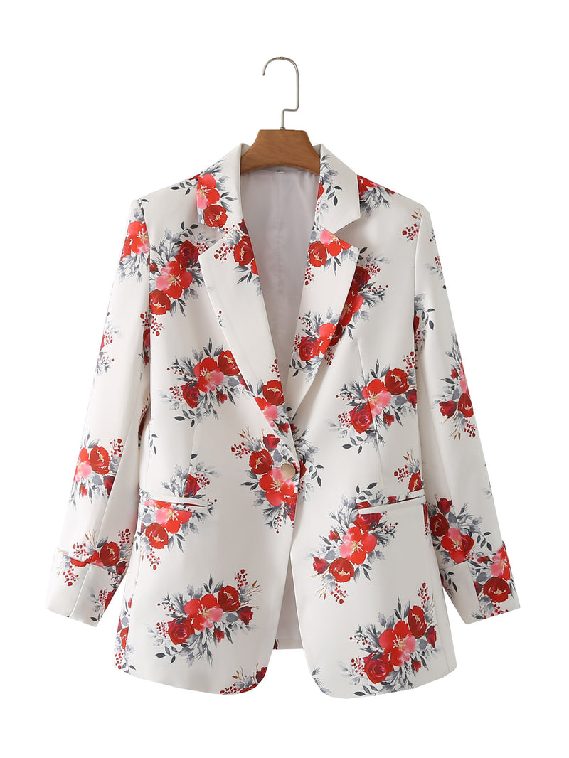 Women Suits Autumn Leisure Elegant Printed Small Suit Coat Suit