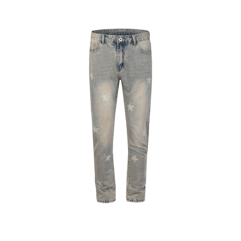 MIJKO Men's Vintage Pants MIJKO Women's Clothing Men's High Street Washing Water Old Printed Trousers
